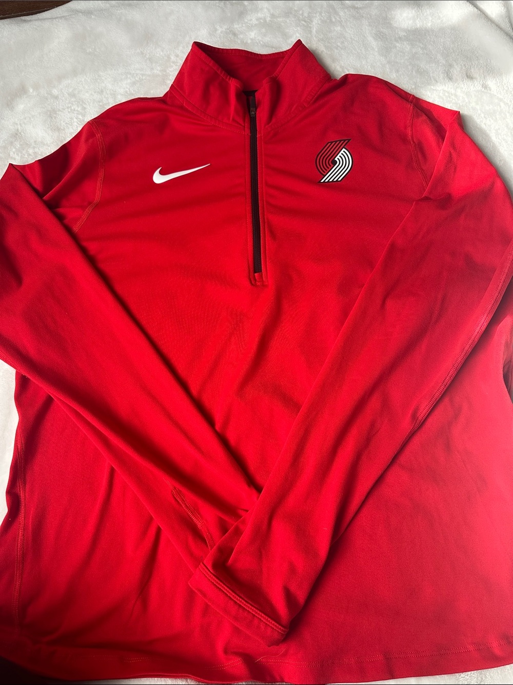 Nike Red Portland Trail Blazers Quarter-Zip Pullover
